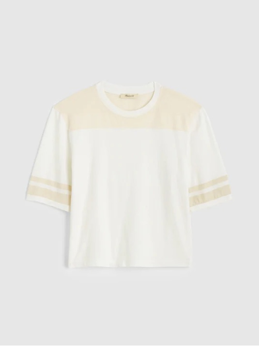 Madewell Relaxed Varsity Ringer Tee in Vintage Jersey White Cream Size Medium